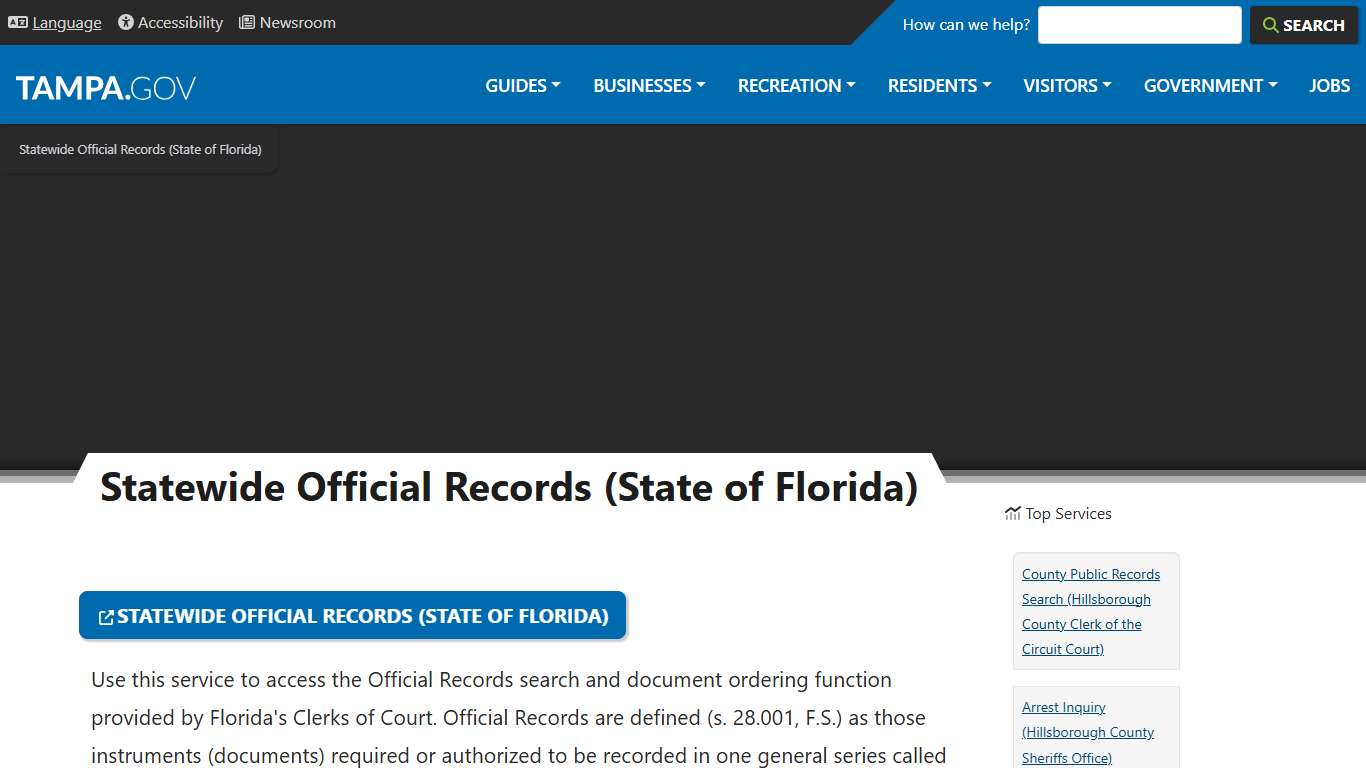 Statewide Official Records (State of Florida) | City of Tampa