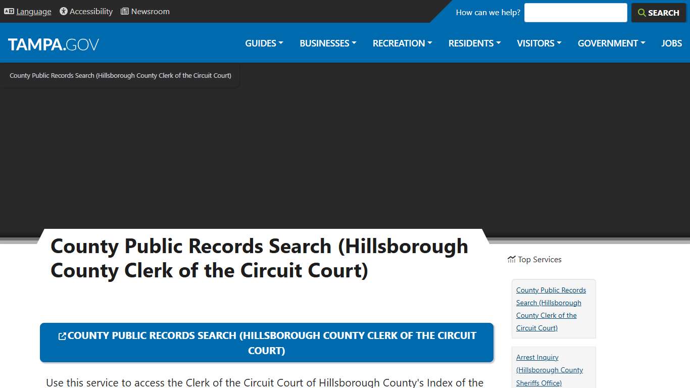 County Public Records Search (Hillsborough County Clerk of the Circuit Court) | City of Tampa